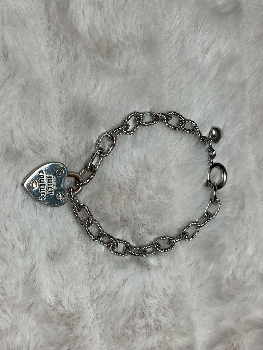 Juicy Couture Silver Heart Padlock Chain Bracelet